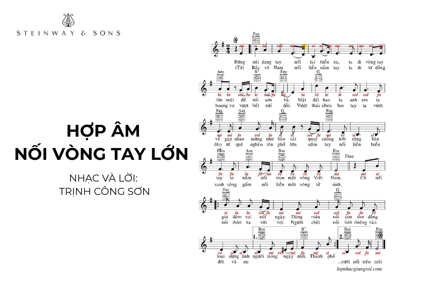 Hợp âm piano bài nối vòng tay lớn