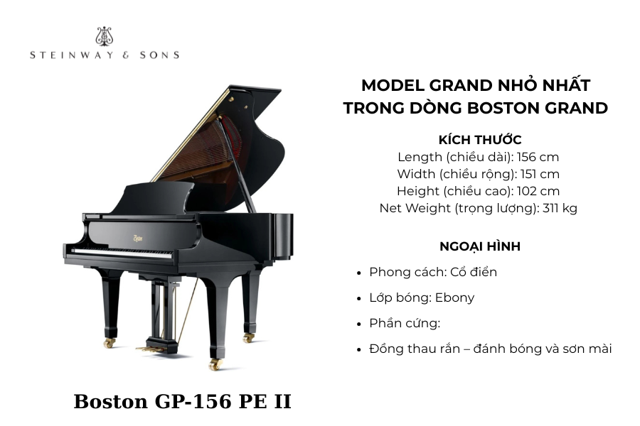 Boston Gp-156 là dòng đàn có kích thước nhỏ gọn