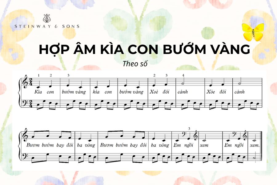 Hợp âm kìa con bướm vàng piano theo số