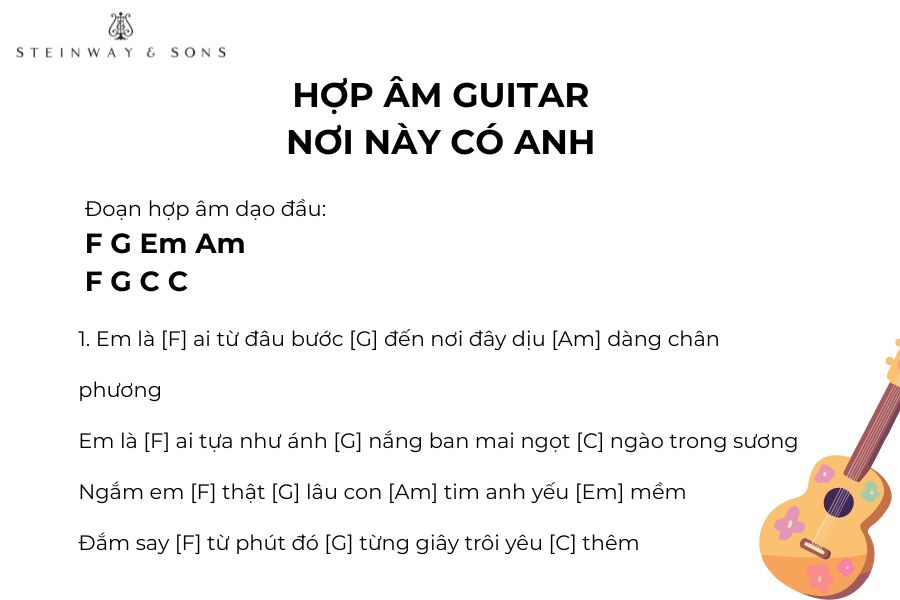 Hợp âm guitar bài nơi này có anh